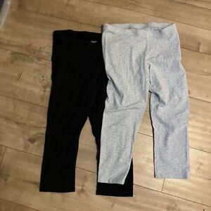 Kids Stretch Leggings Duo — Black & Light Gray